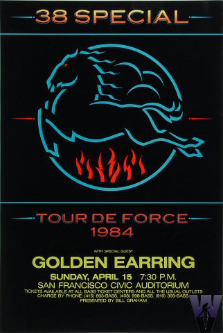 38 Special with Golden Earring show poster April 15, 1984 San Francisco - Civic Auditorium